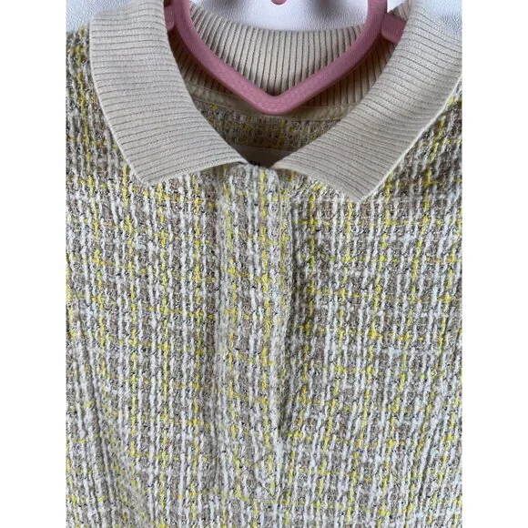 Zara Yellow and Beige Tweed Dress - Picture 2 of 16